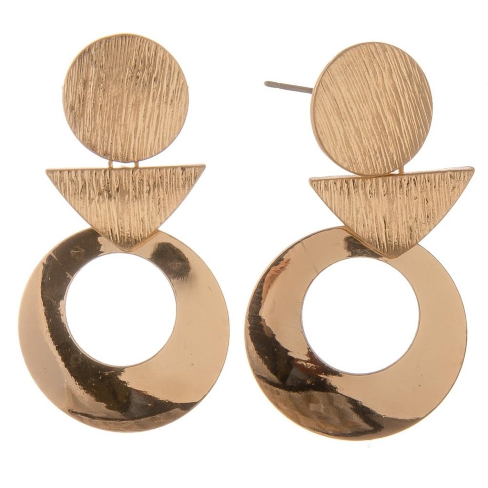 Gold Geometric Drop Earrings